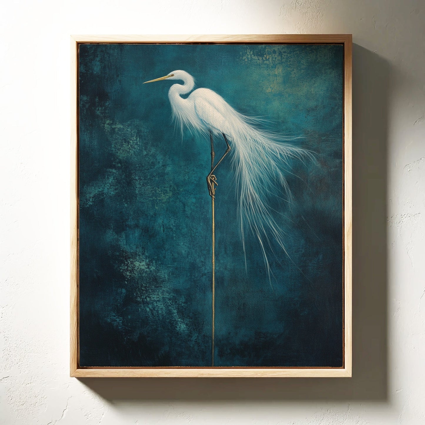 White Egret Wall Art – Elegant Minimalist Bird Print, Coastal Decor