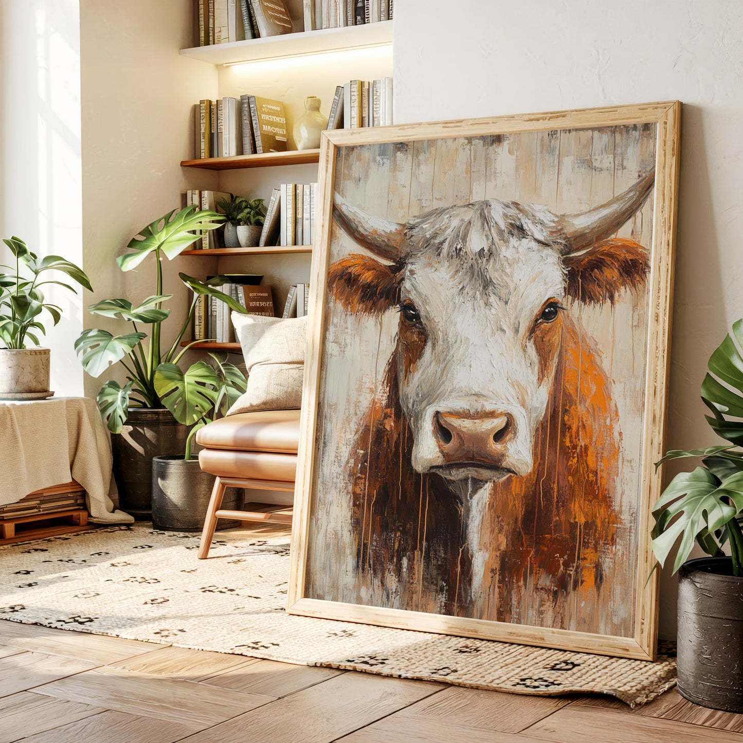 Sunset Longhorn on Weathered Wood