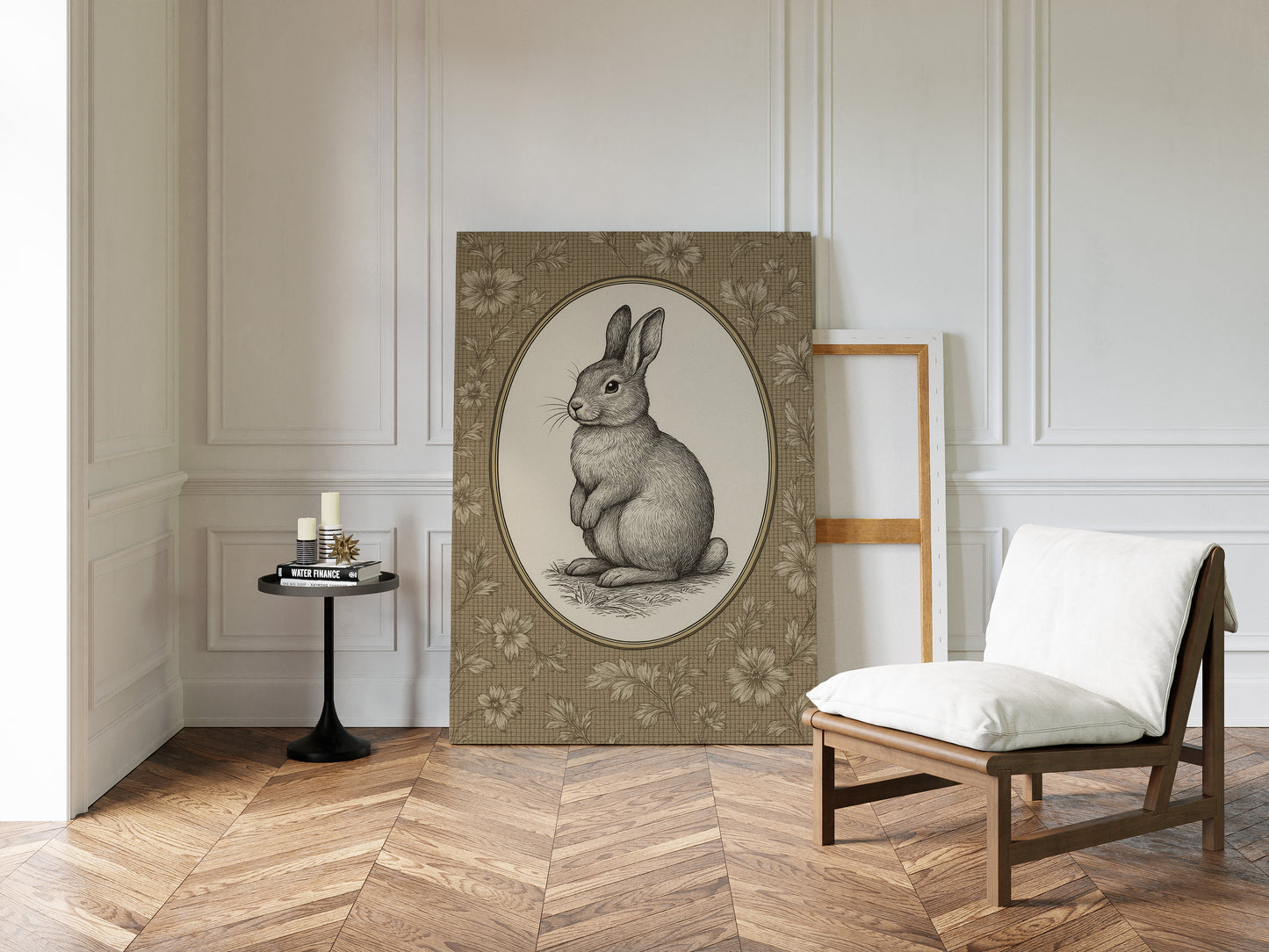 Victorian Rabbit in Floral Frame