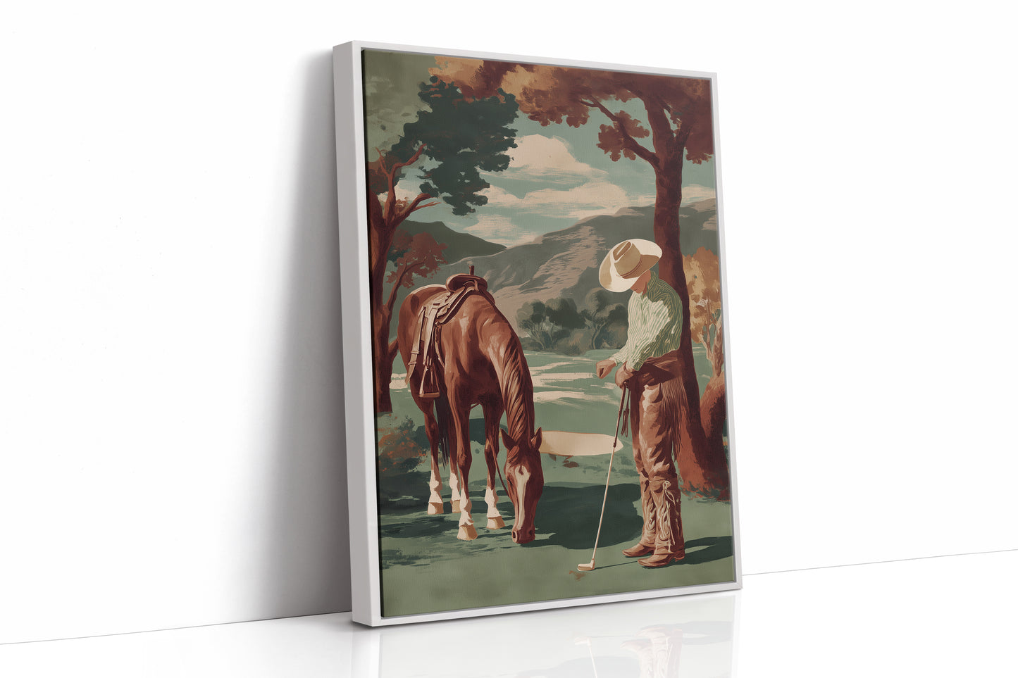 Pastoral Pause: Cowboy's Unexpected Fairway
