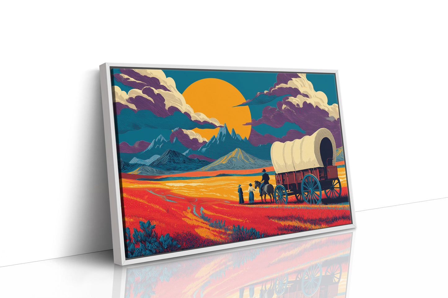 Prairie Wagons Chase Mountain Sunsets