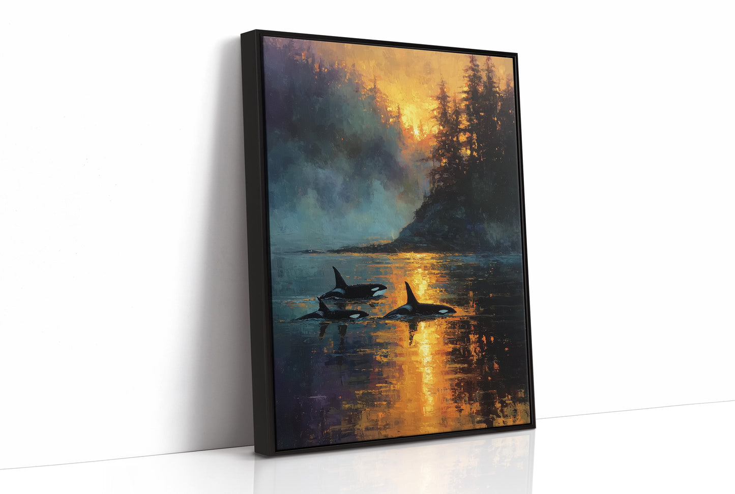 Three Orcas at the Golden Hour