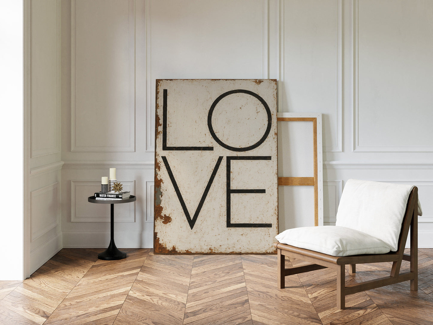 Vintage Modern LOVE Typography Canvas Print