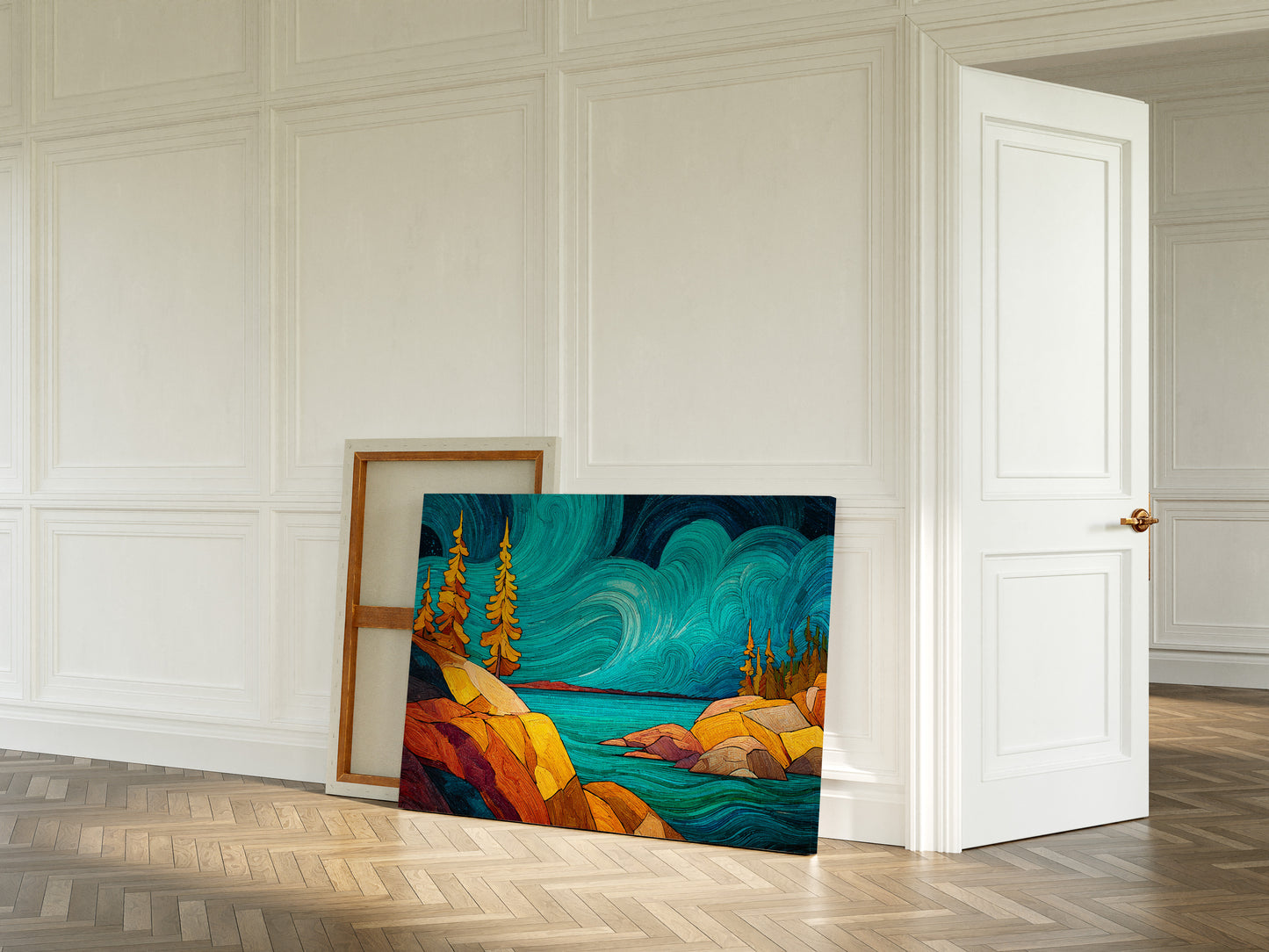 Golden Pines Dance Above Turquoise Waters