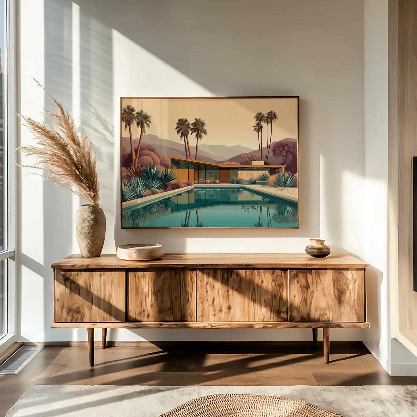 Desert Palms Mirror Modern Serenity