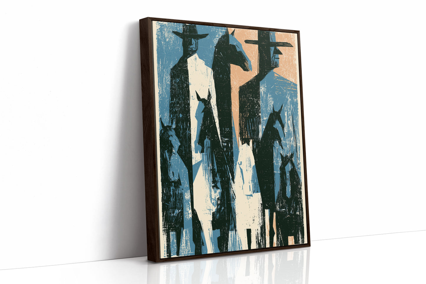 Two Riders Block Print