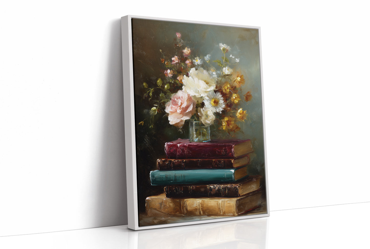 Peonies Rest On Literary Treasures
