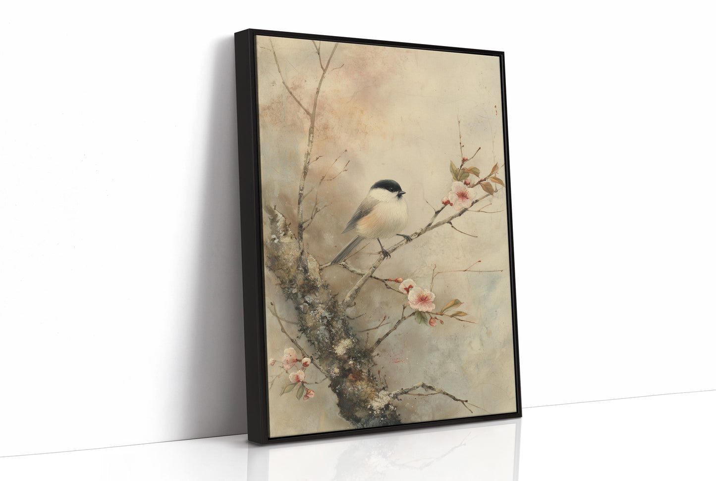 Little Bird Meets Cherry Blossom Spring