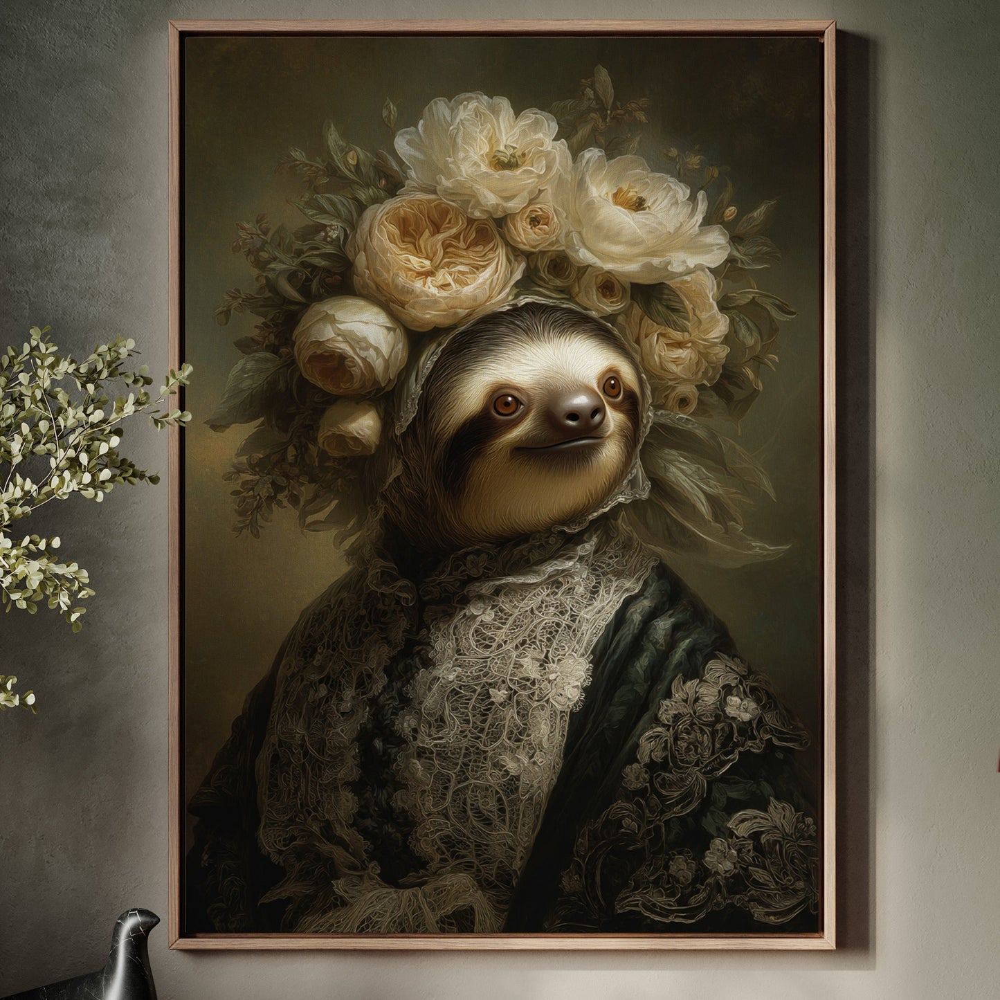 Regal Sloth in Floral Elegance