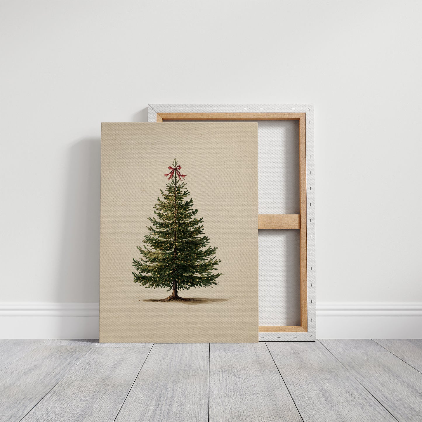 Vintage Evergreen with Crimson Bow