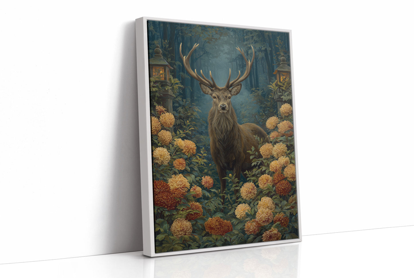 Stag Among Golden Chrysanthemums Glows