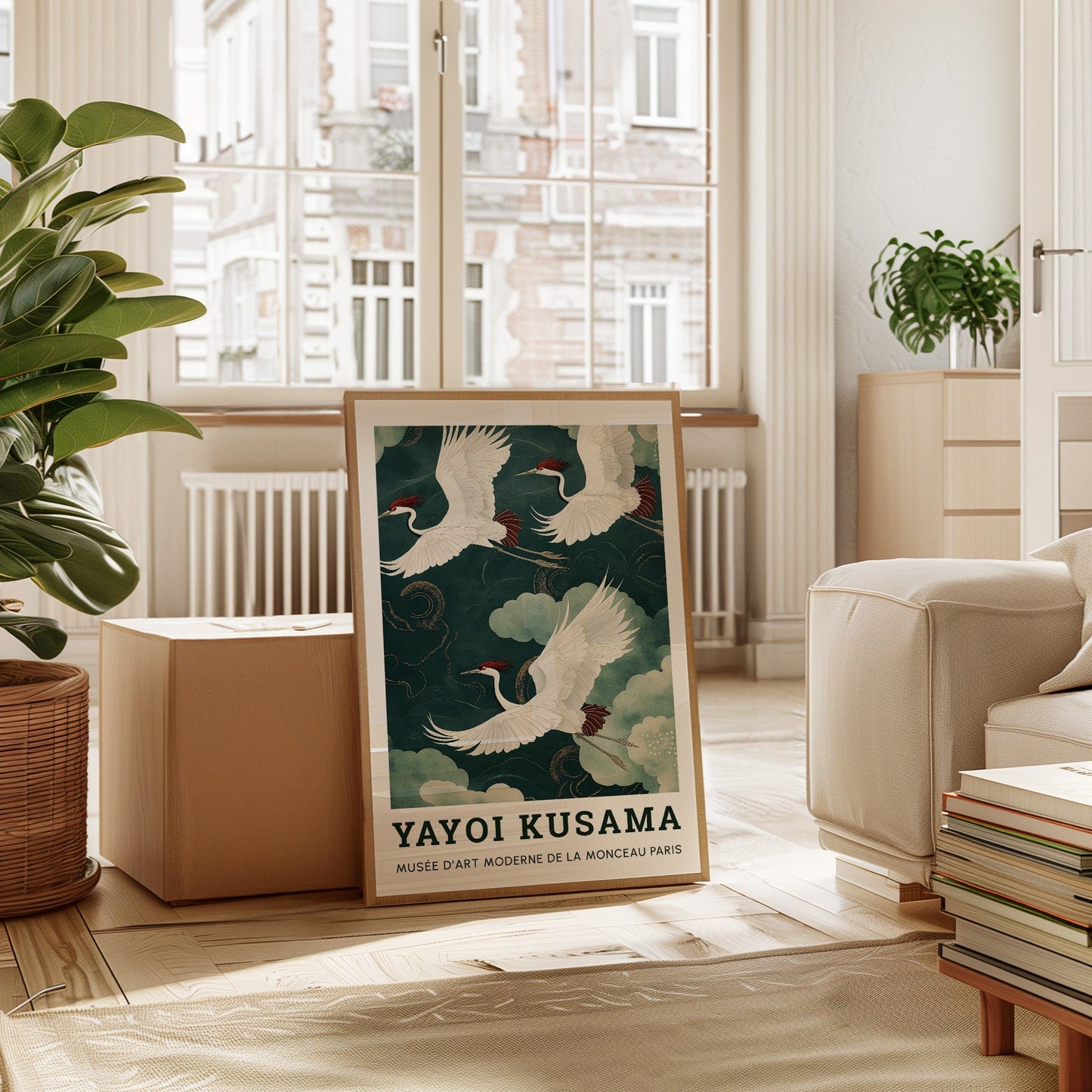 Celestial Flight – Cranes in a Dreamlike Sky