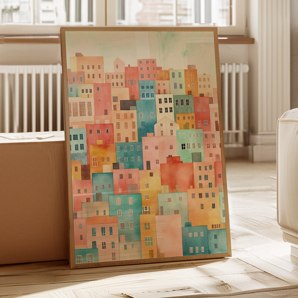 Stacked City Dreams Watercolor Print