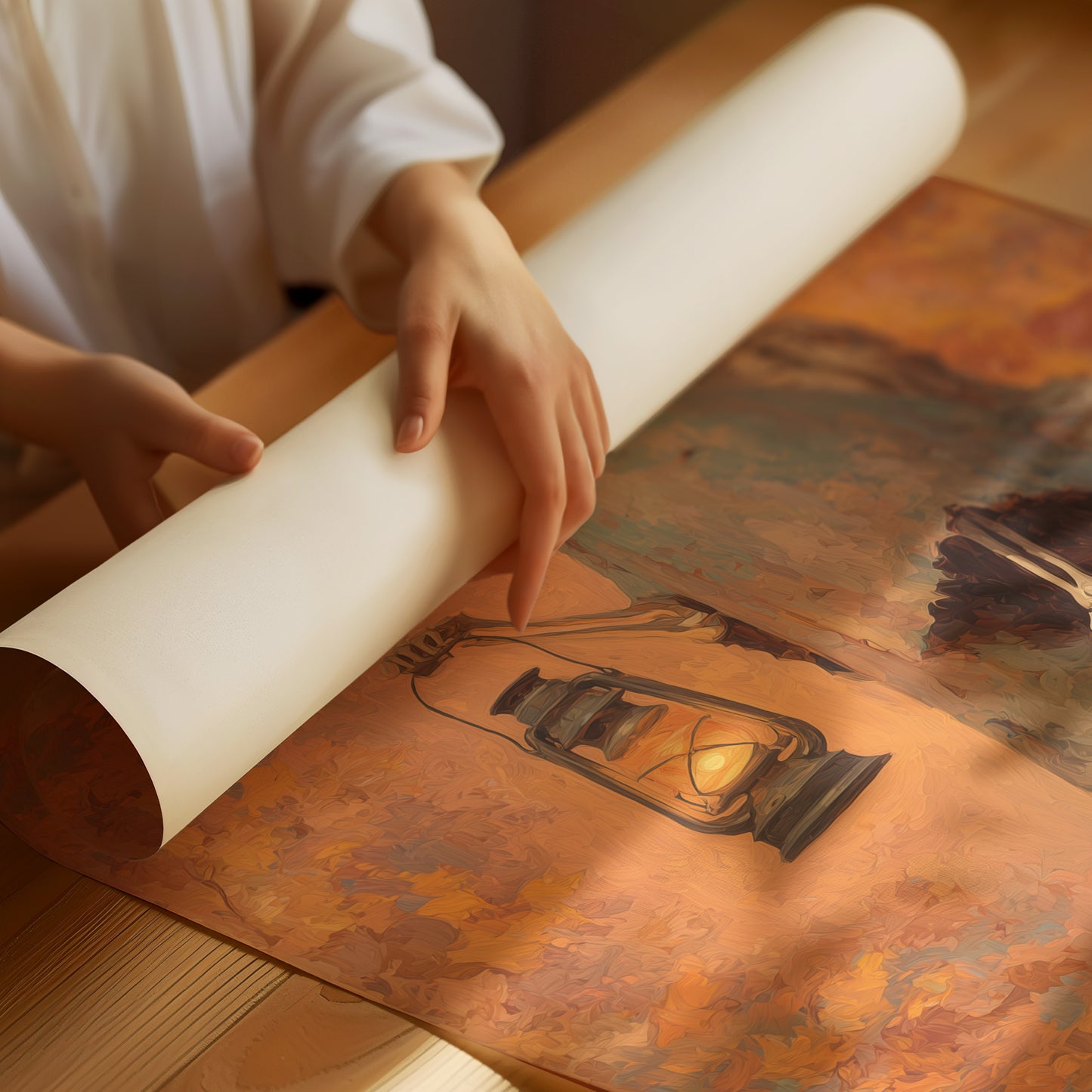 Ancient Guide With Golden Lamp