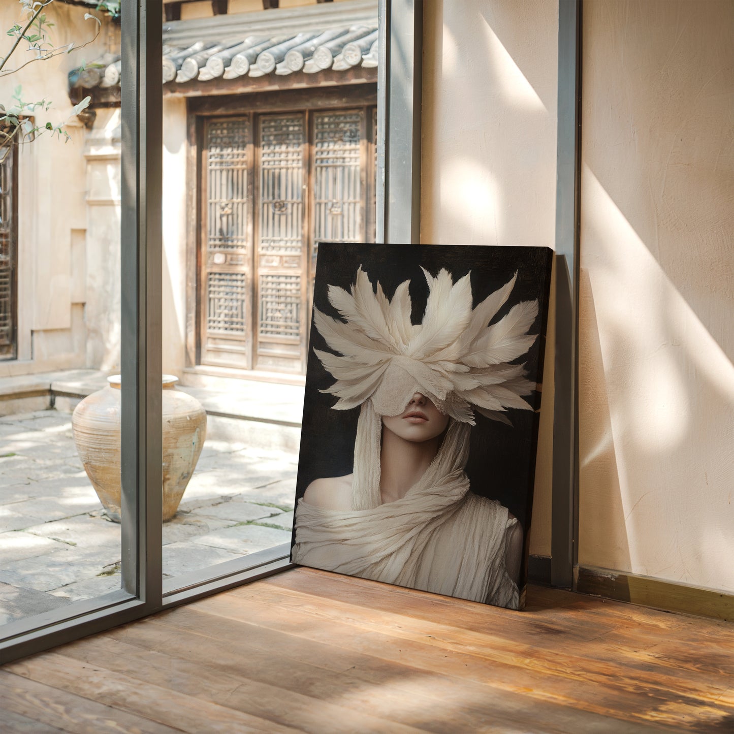 Silent Priestess in Ivory Plumes