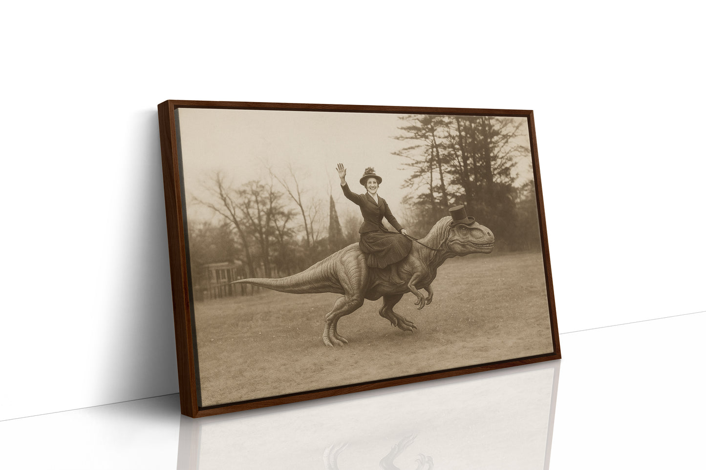 Victorian Lady Riding a Top-Hat T-Rex