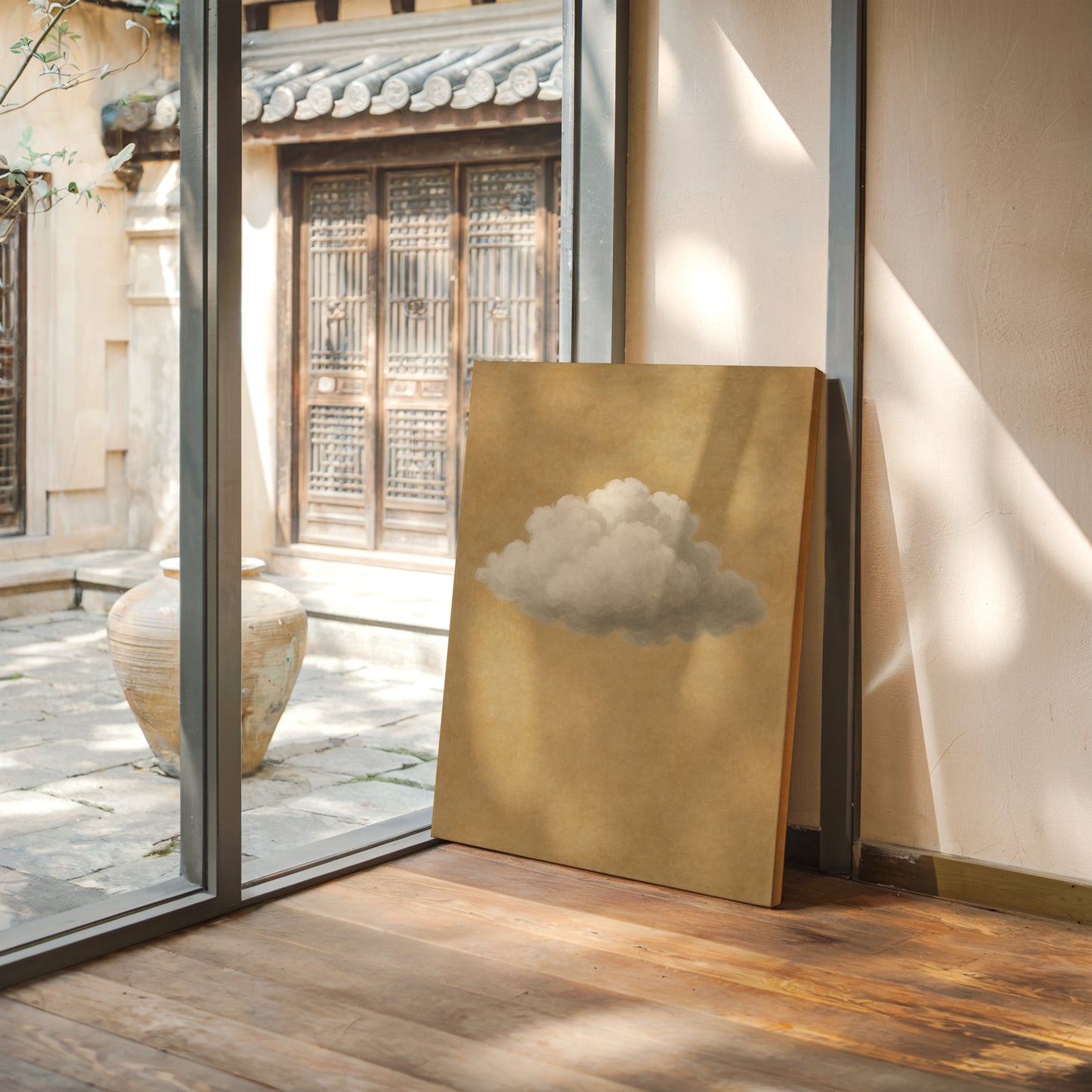 Solitary Cloud Over Ochre Sky