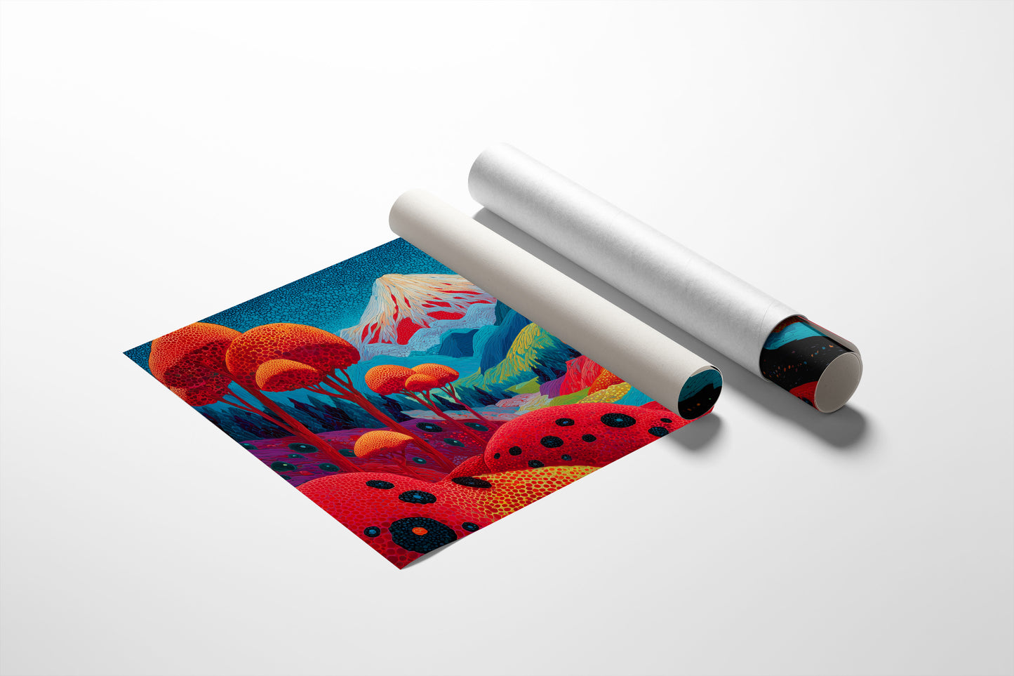 Sacred Peak Through Crimson Forest