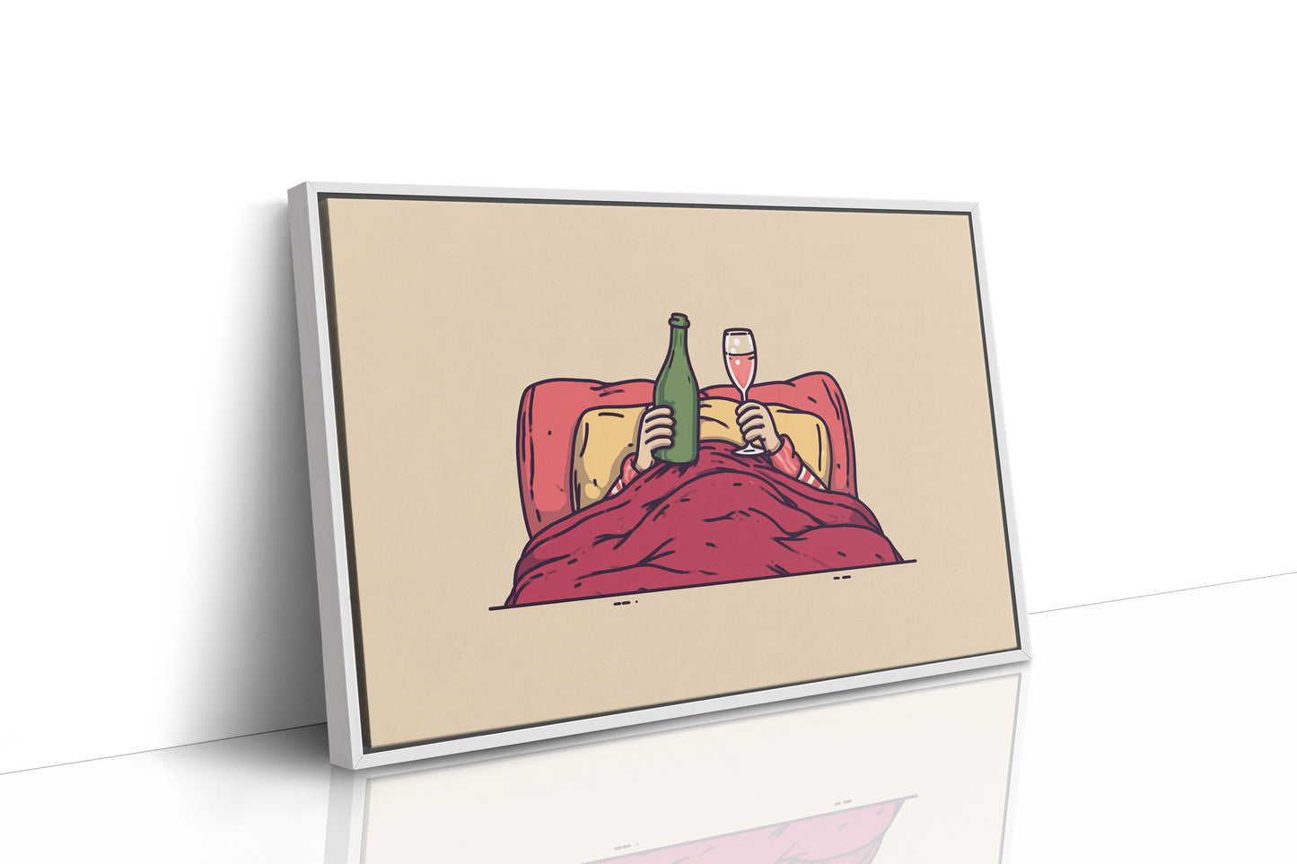 Champagne in Bed Minimal Illustration