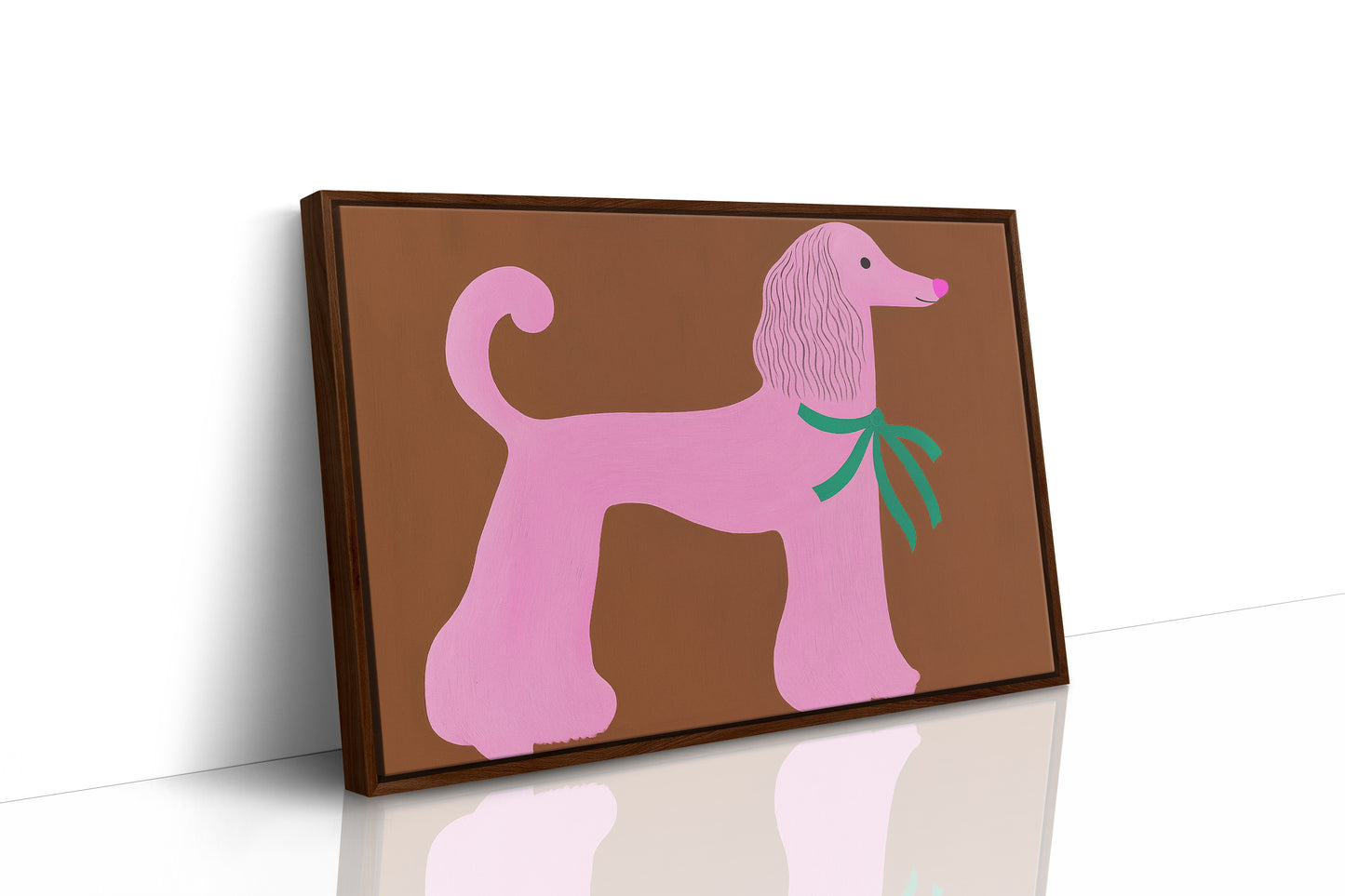 Pink Poodle with a Green Bow