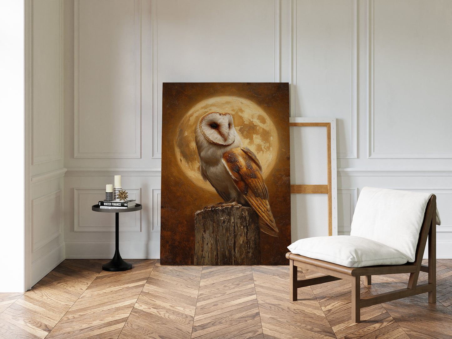 Barn Owl Beneath a Full Moon