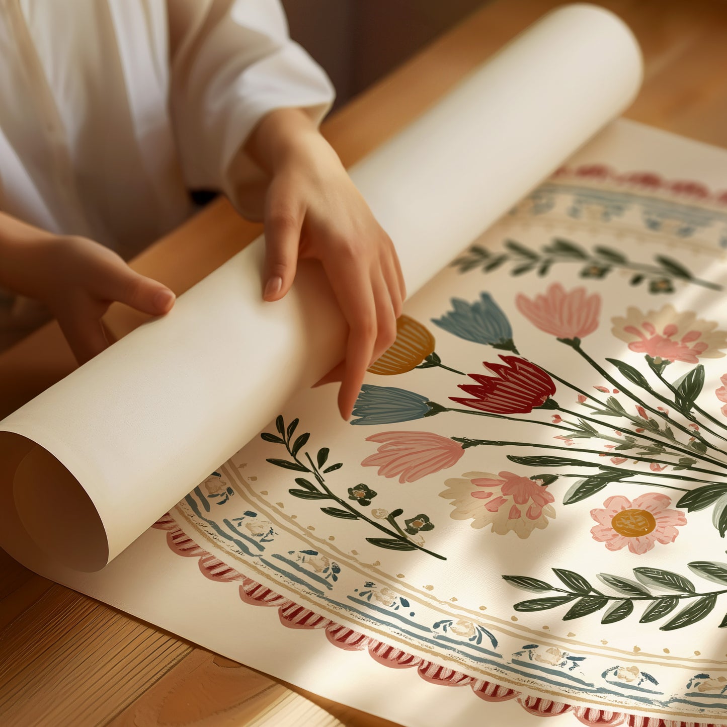 Folk Blooms in Oval Embrace