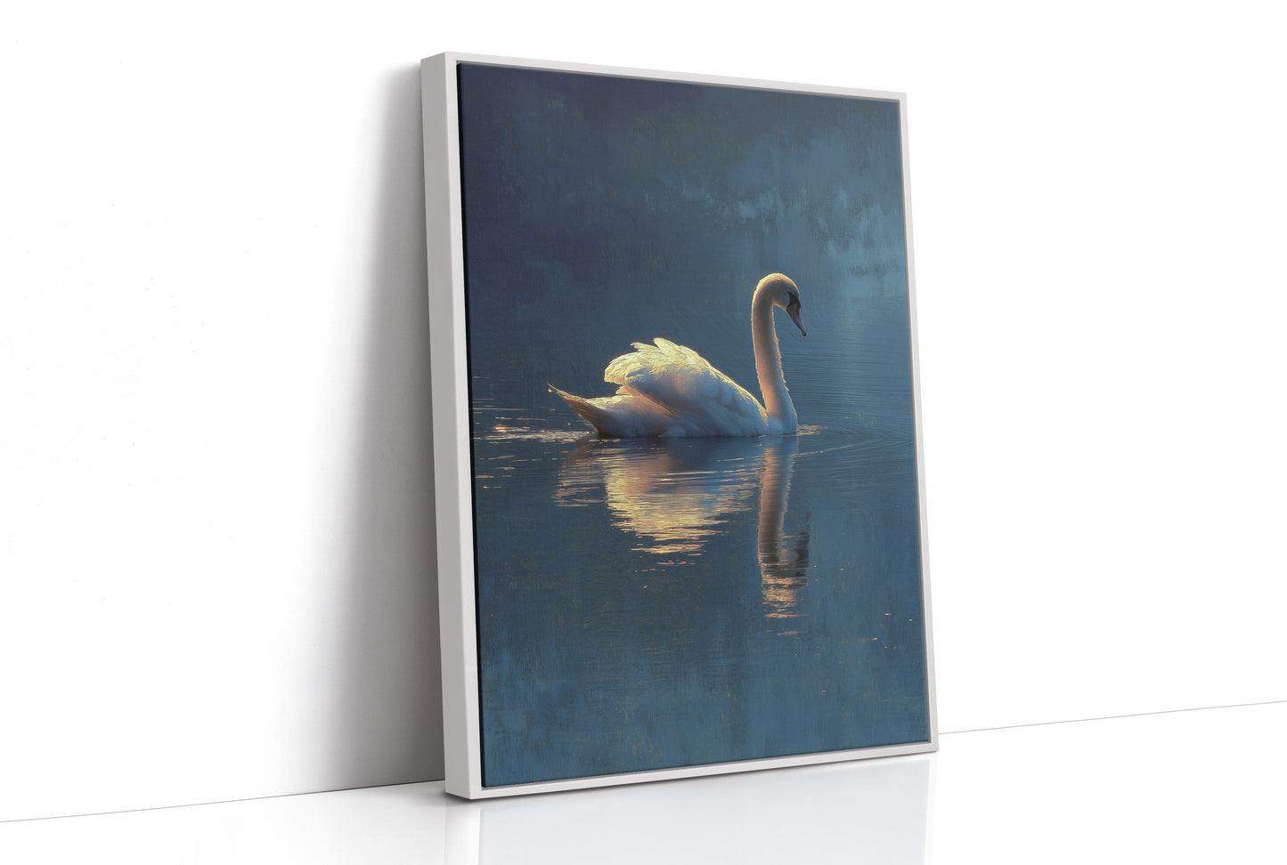 Swan Glides Through Golden Hour