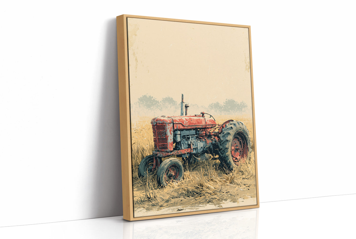 Rusted Red: Tractor at Rest in Golden Grass