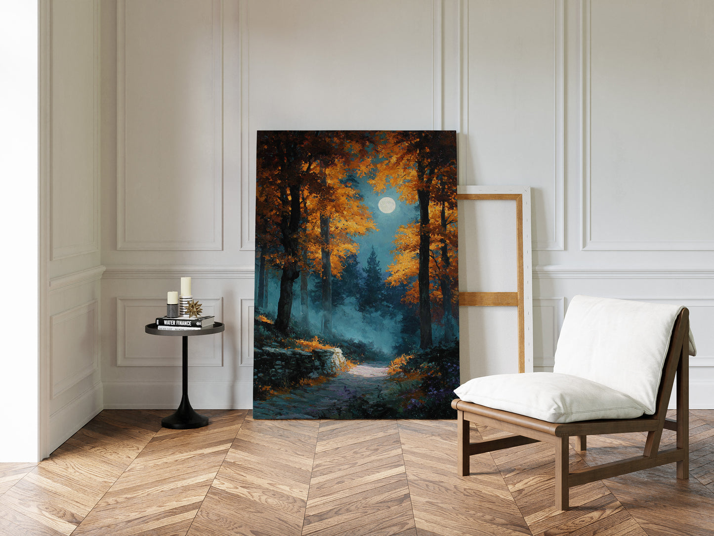 Moonlit Path Through Autumn's Embrace