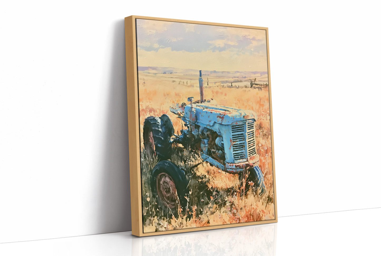 Old Blue: Sun-Kissed Tractor in the Prairie Grass