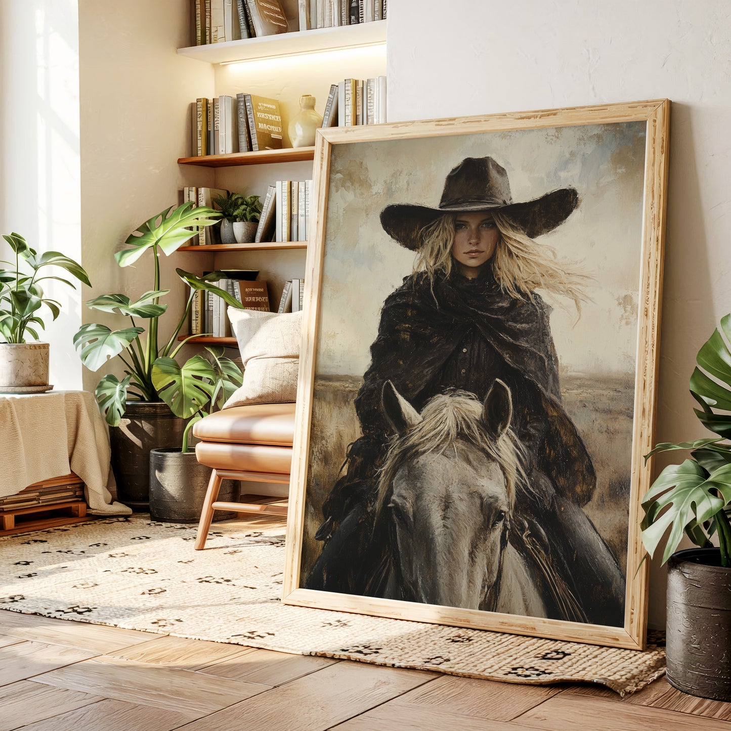 Rider in Black on White Horse