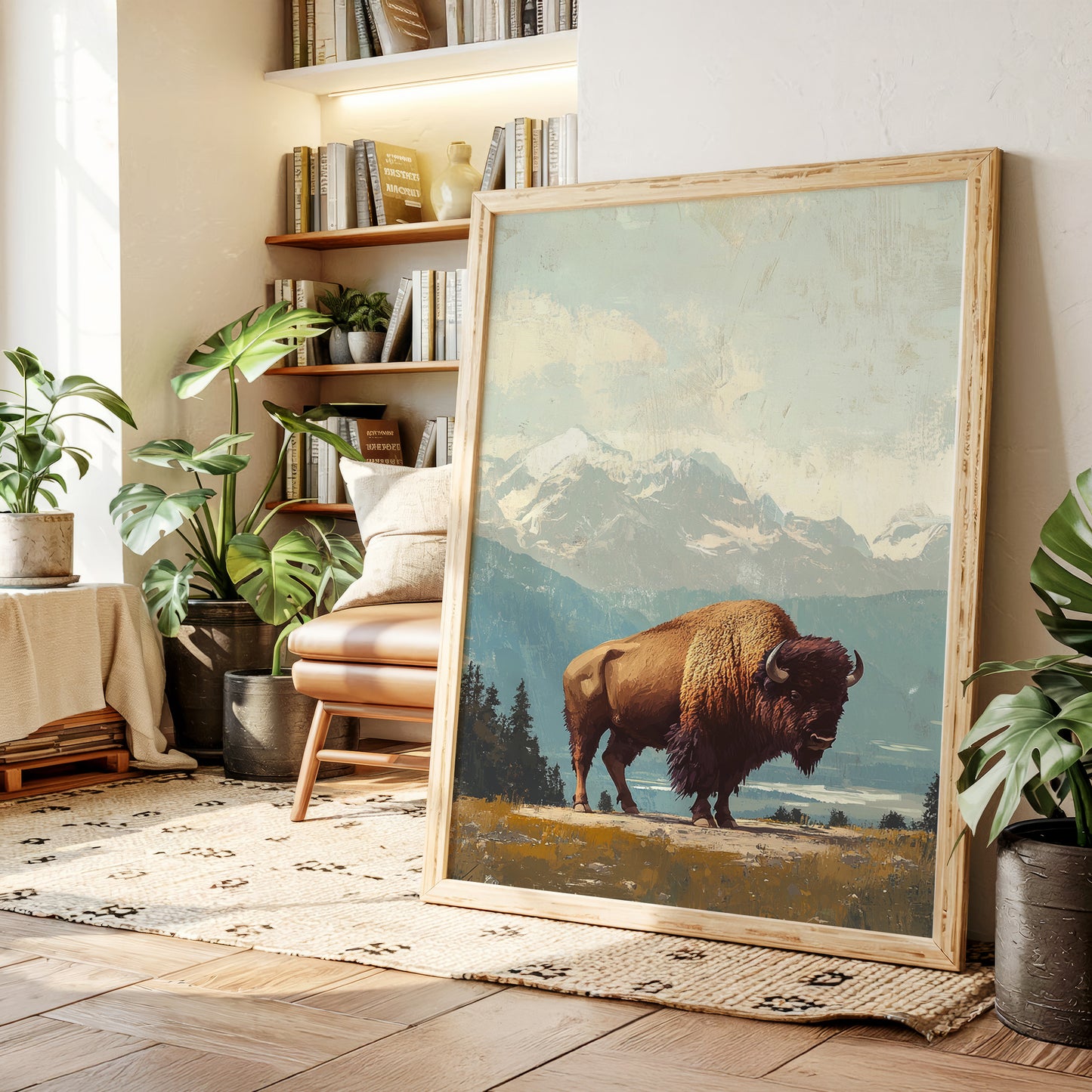 Bison Beneath the Mountain Sky