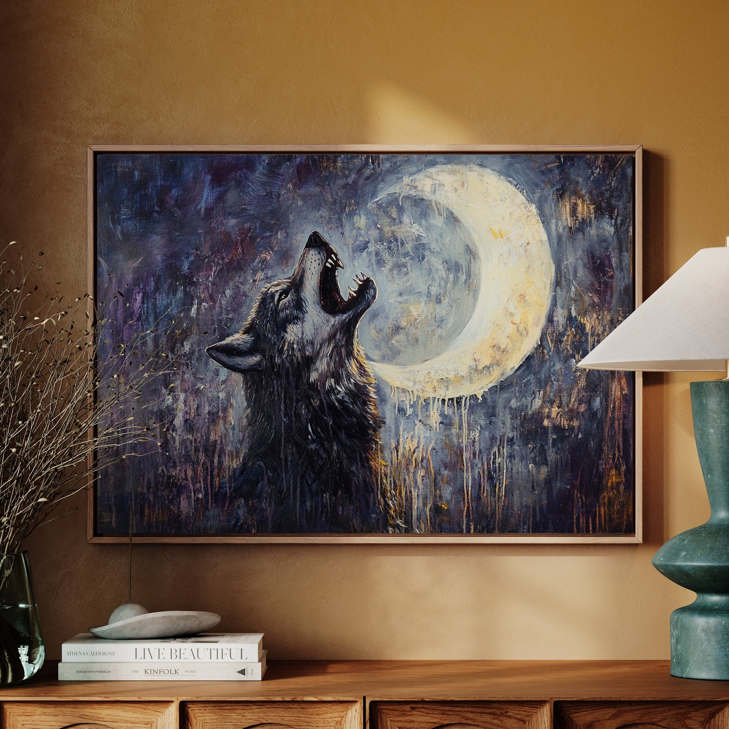 Lone Wolf Howl Under the Moon