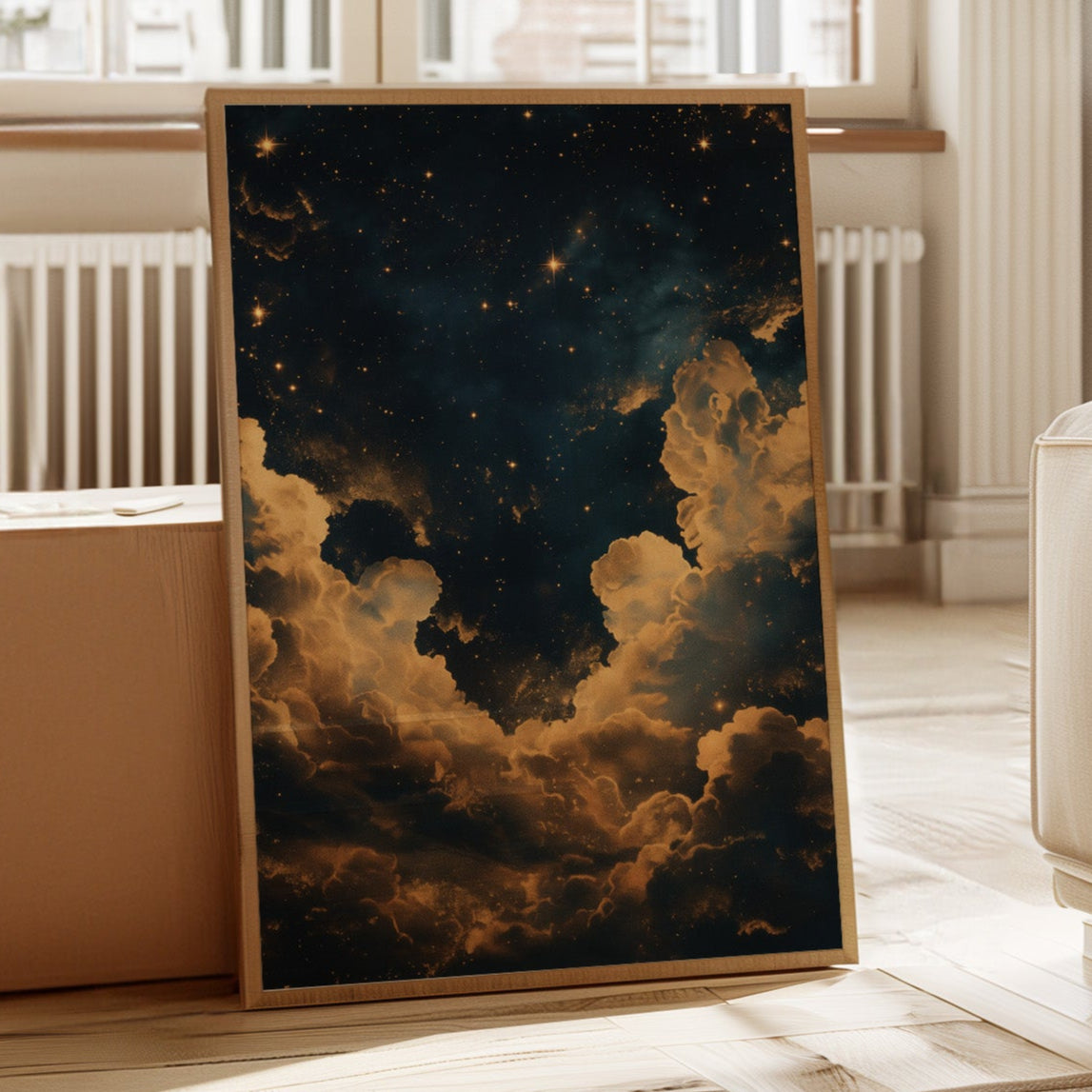 Golden Clouds Beneath a Midnight Sky