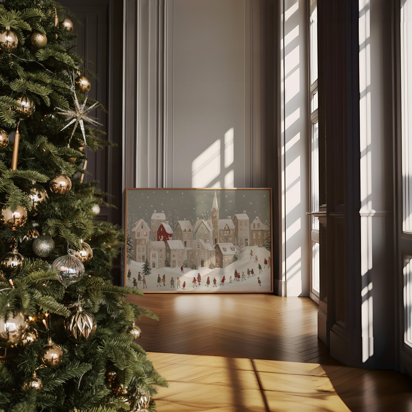 Snow Falls On Village Procession