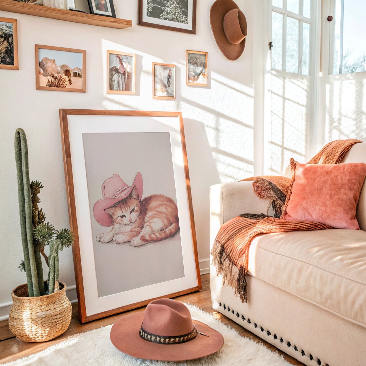 Ranch Cat Borrows Pink Cowboy Hat