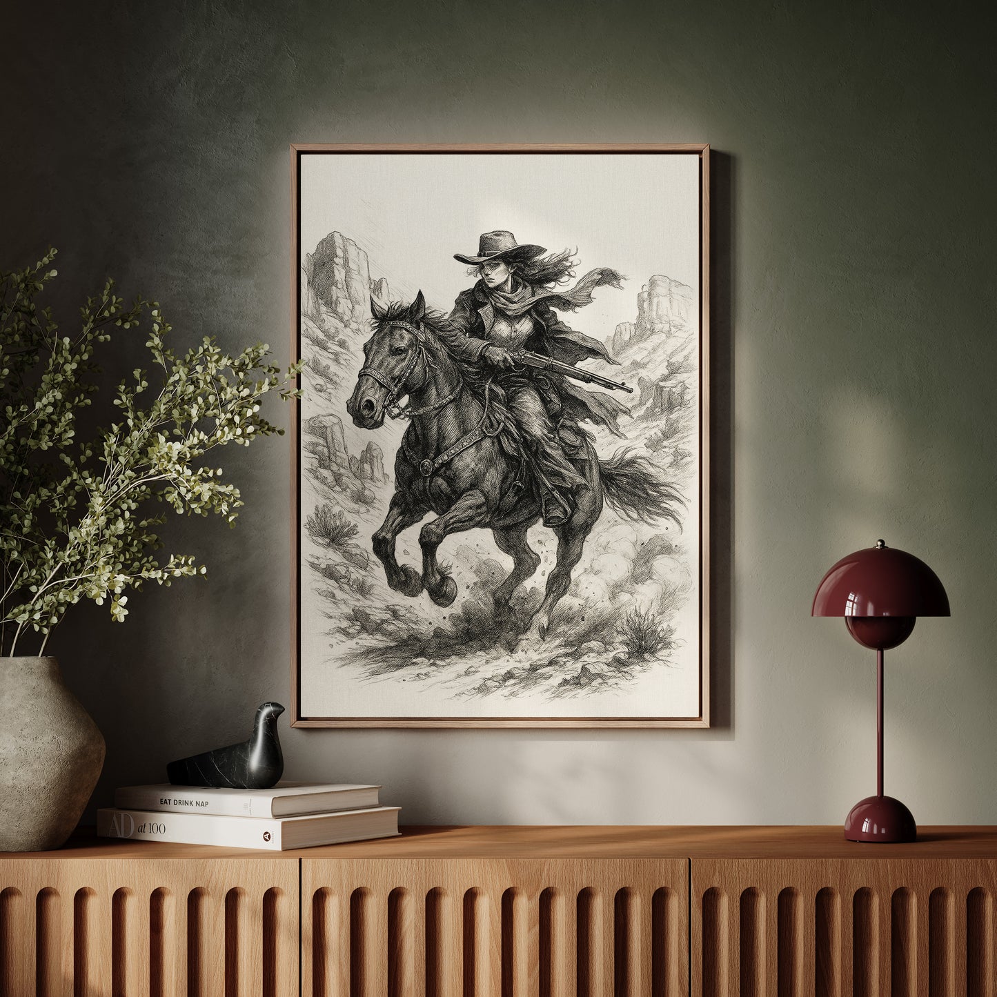 Grit & Dust – Cowgirl Outlaw Western Sketch Print