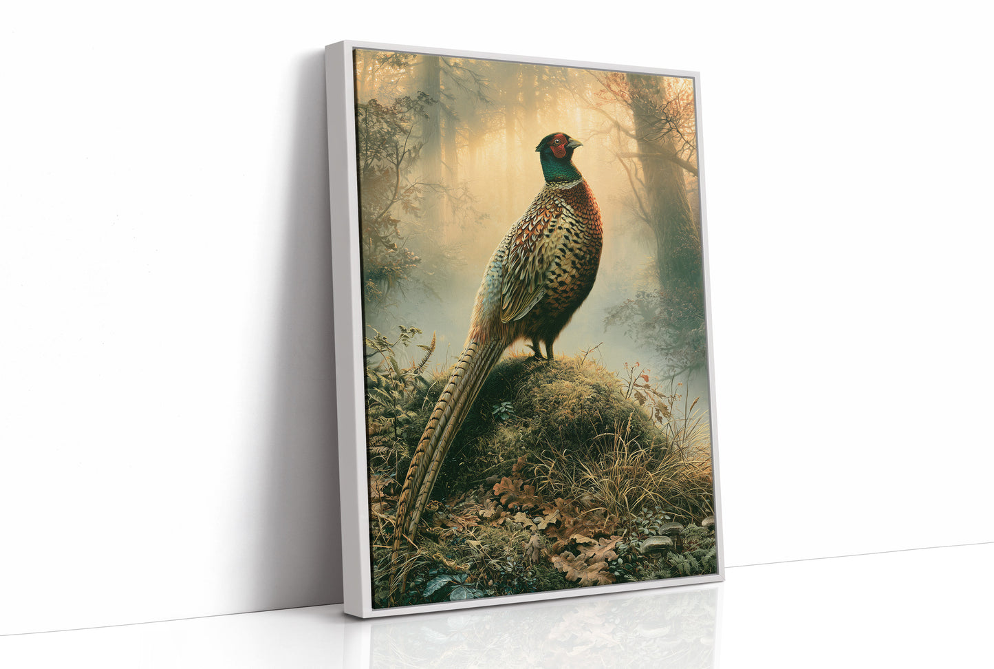 Pheasant at Dawn — Golden Mist Autumn Painting