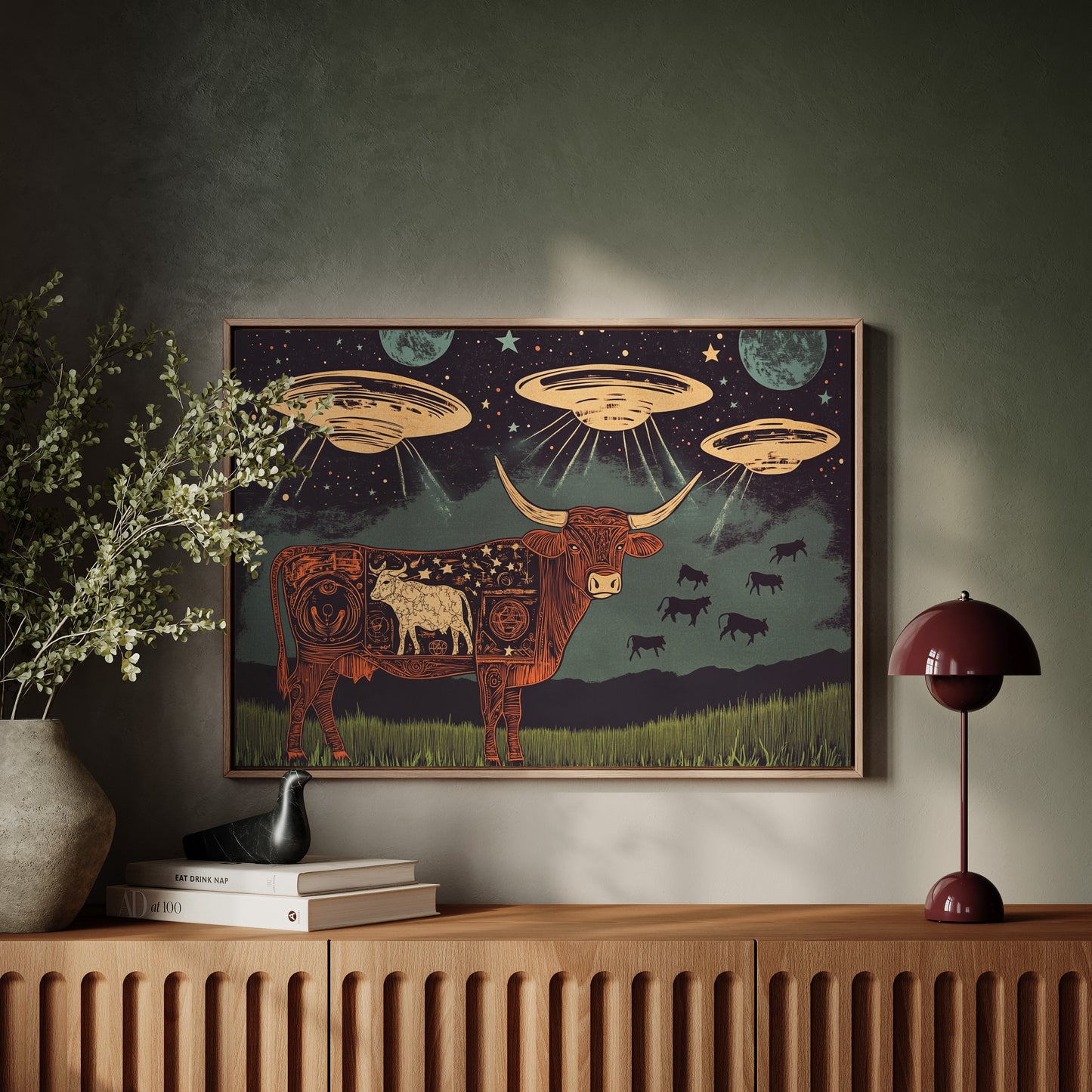 Alien Engraving on the Cosmic Cow