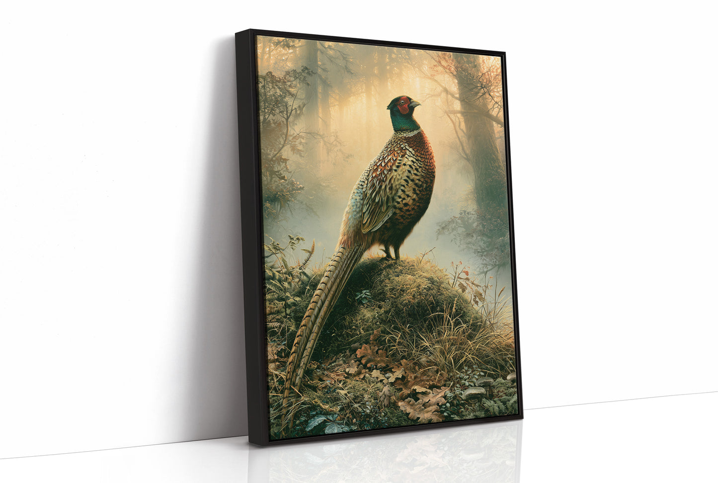 Pheasant at Dawn — Golden Mist Autumn Painting