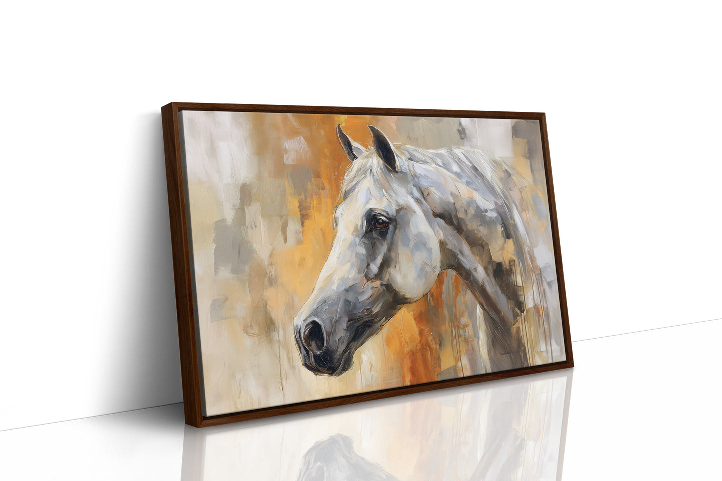 White Stallion Against Amber Skies