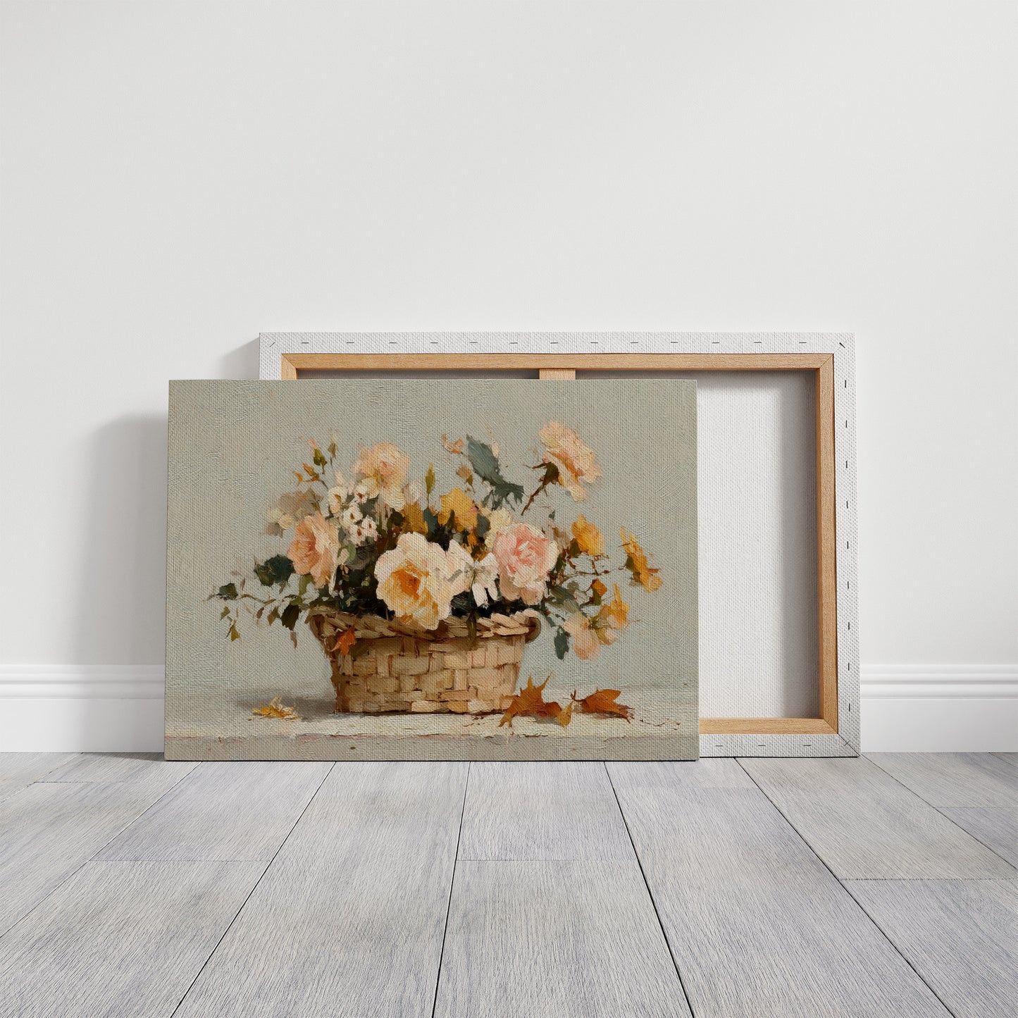 Woven Basket Cradles Peach Blooms