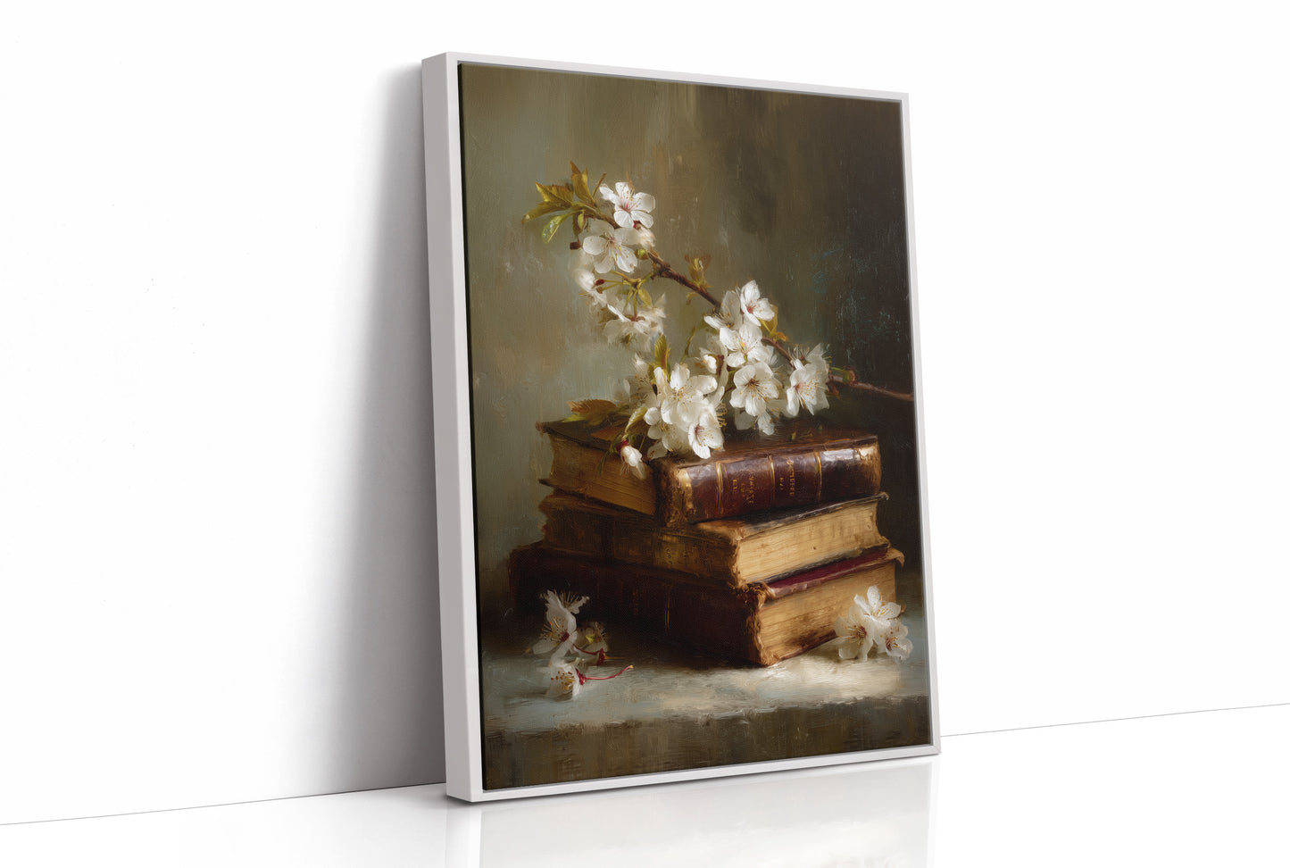 Blossoms Rest On Vintage Tomes