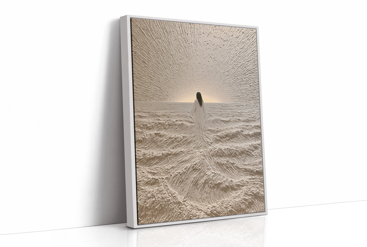 Robed Figure Facing Ocean Horizon