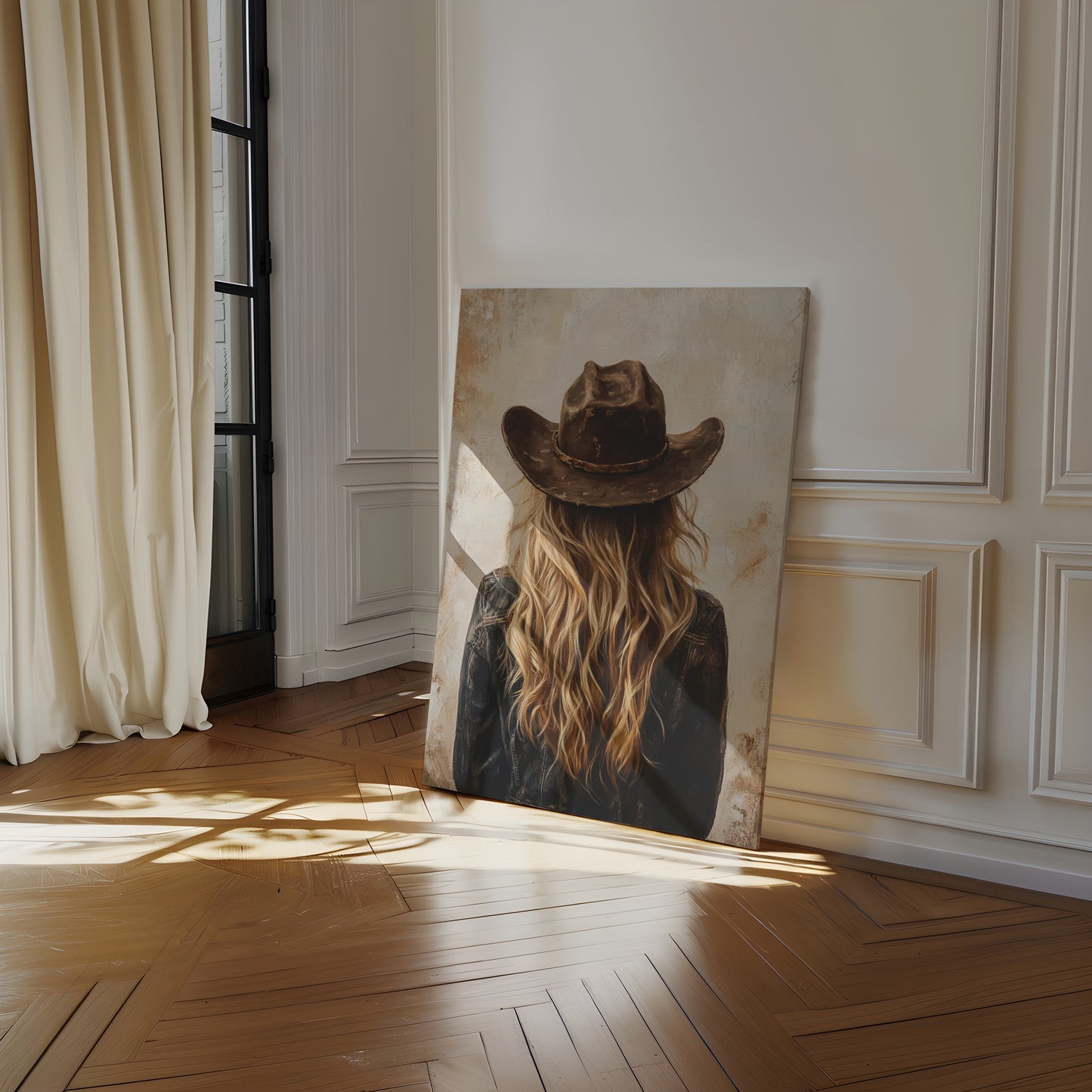 Wild West Blonde in Denim and Hat