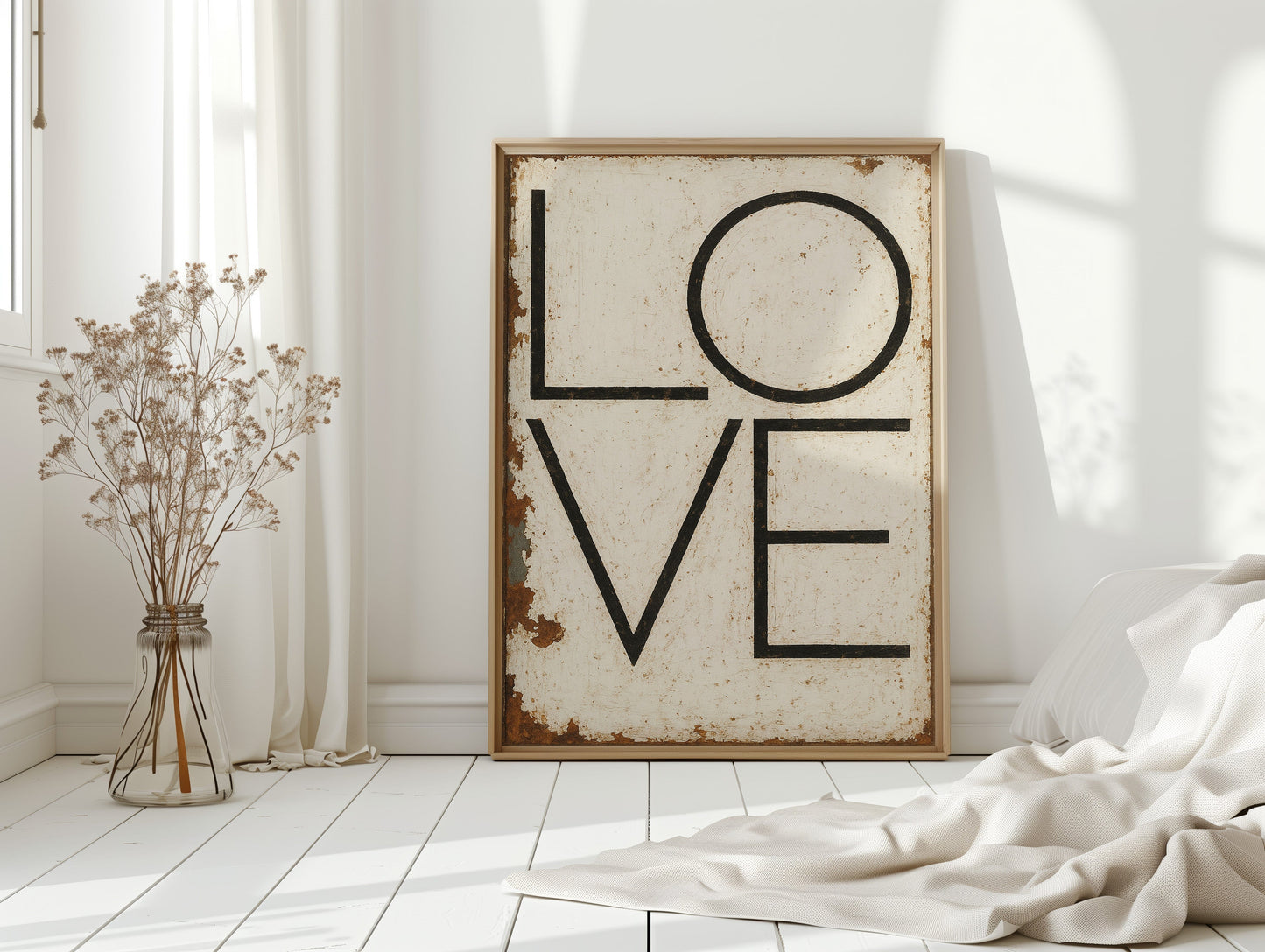 Vintage Modern LOVE Typography Canvas Print