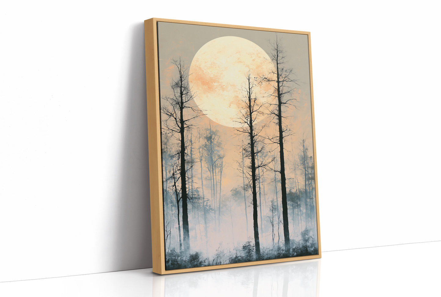 Peach Moon Over Bare Branches