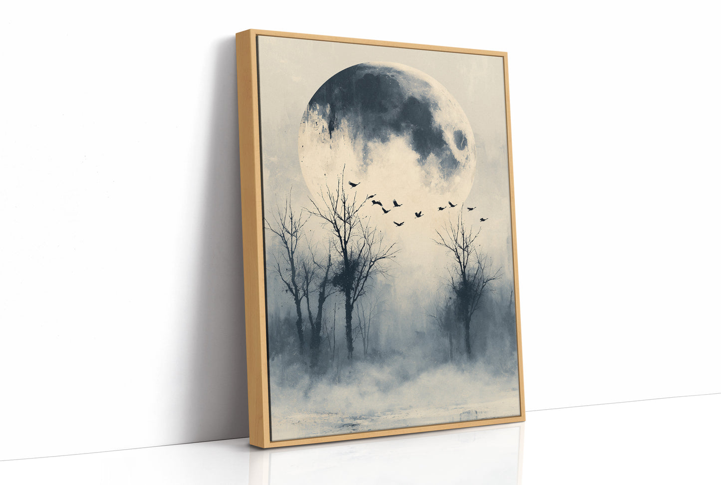 Geese Take Flight Beneath the Shadowed Moon
