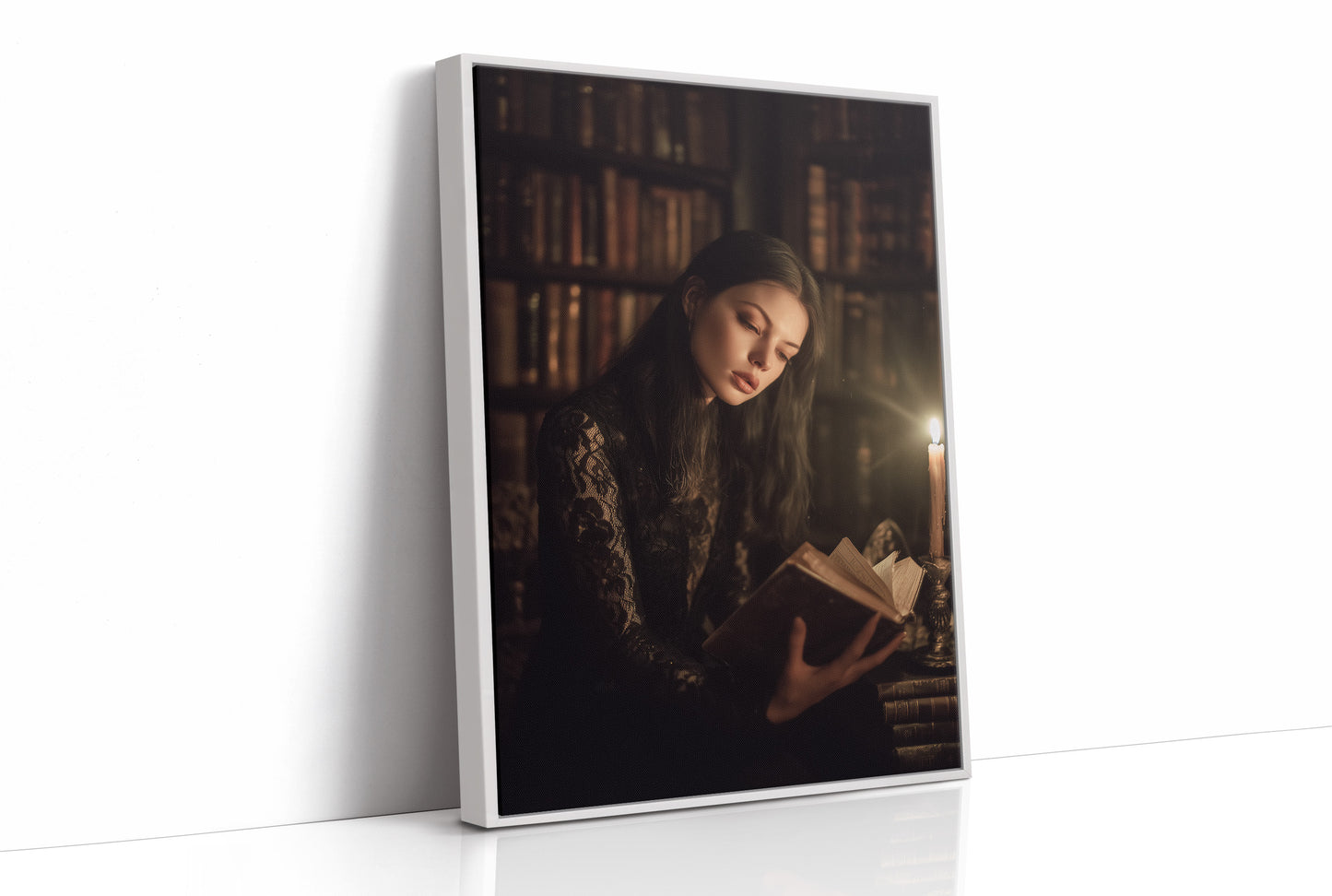 Candlelit Pages In Ancient Library