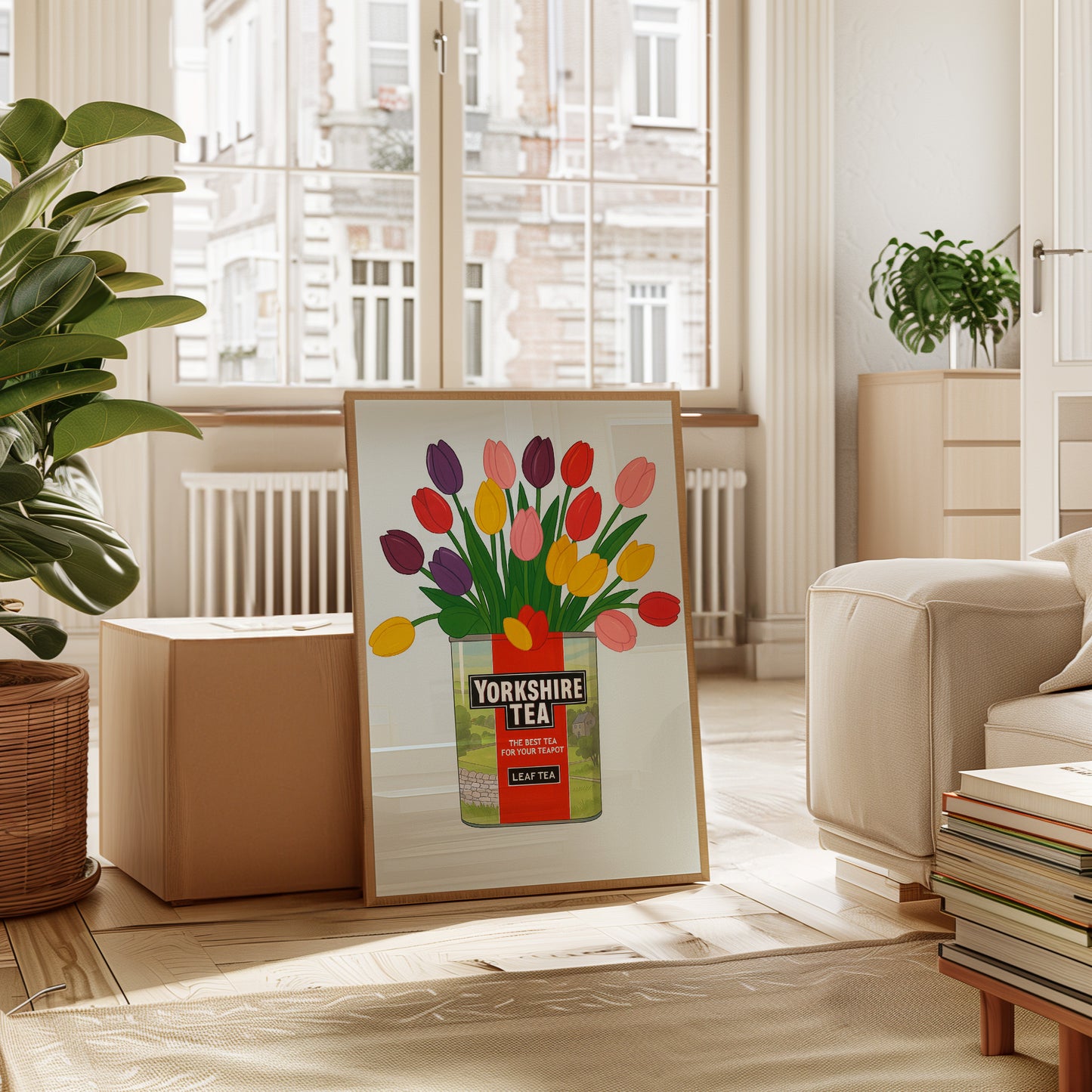 Tulips in a Yorkshire Tea Tin